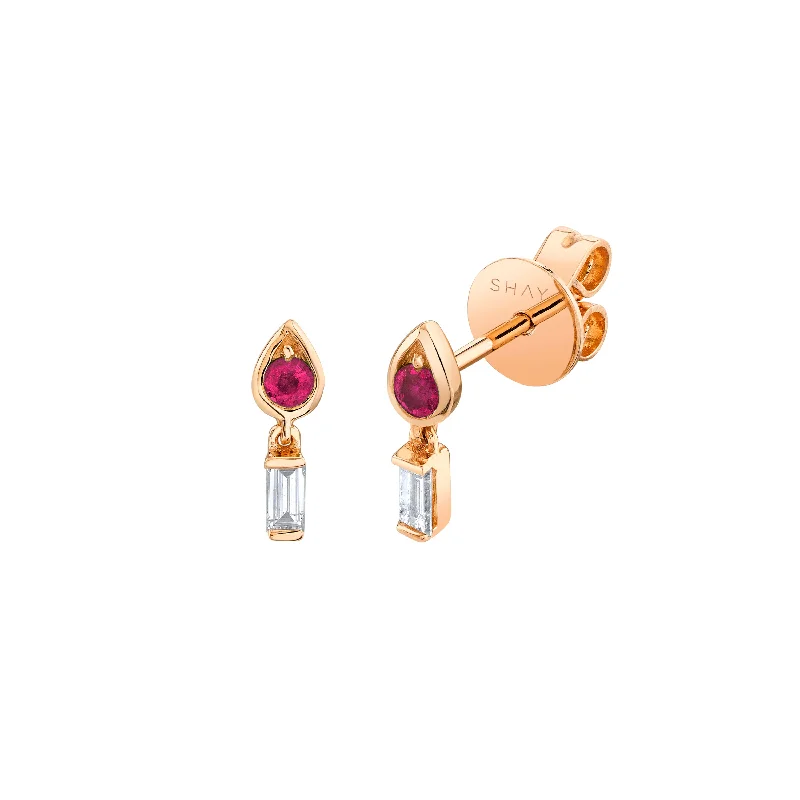 Cute Animal Earrings-MINI ME DIAMOND & RUBY SAPPHIRE IT'S LIT STUDS