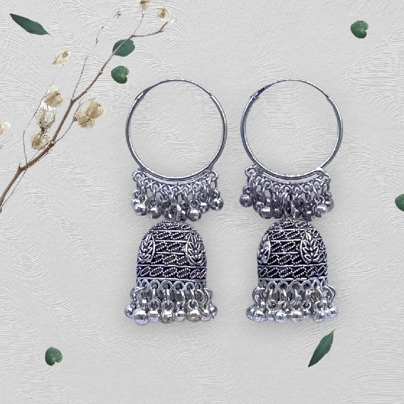 Custom Earrings for Bridesmaids-Oxidised Hoops Earrings