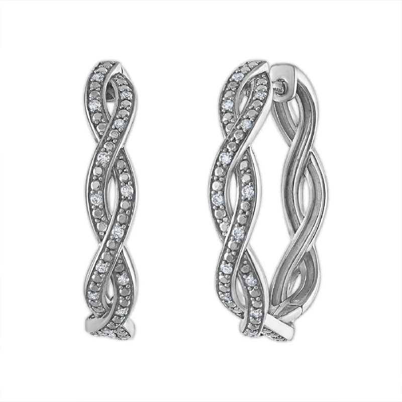 Colorful Drop Earrings-1/4 CTW Diamond Twist Hoop Earrings in Sterling Silver