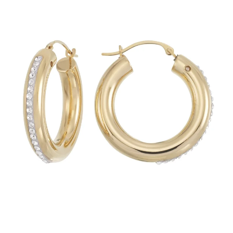 Black Earrings for Women-Gold Luxe Crystal Hoop Earrings in 10KT Yellow Gold Over Resin