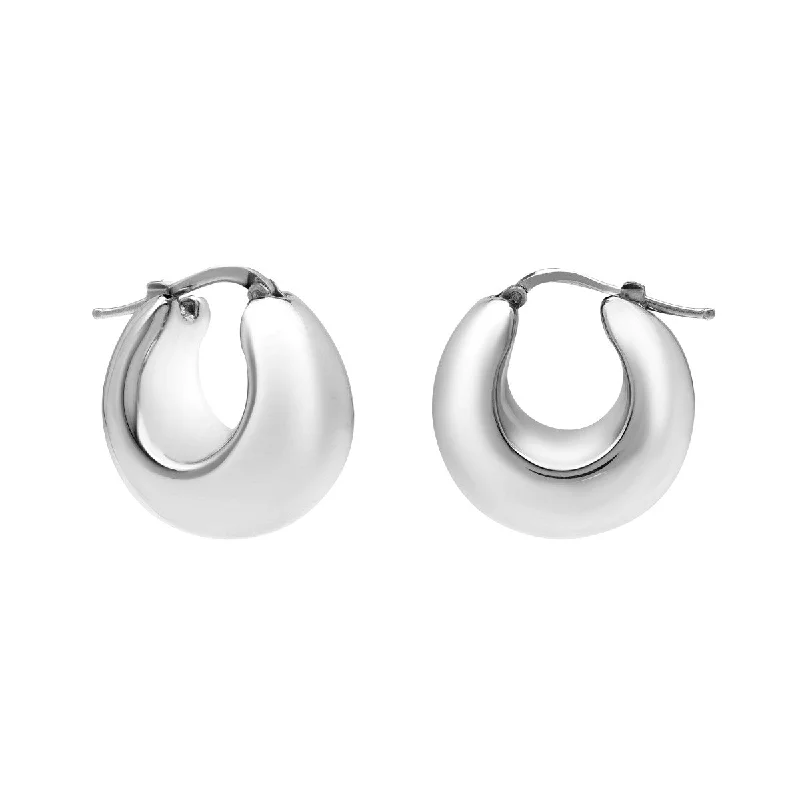 Modern Stud Earrings-Sterling Silver Graduated Hoop Earrings