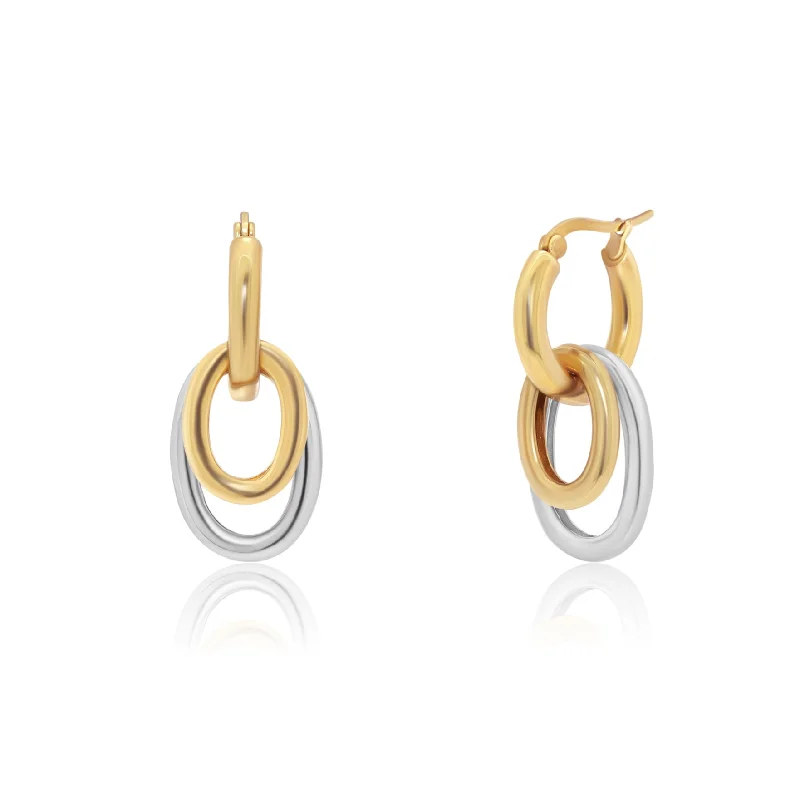 Trendy Silver Earrings-SENCHA HOOPS