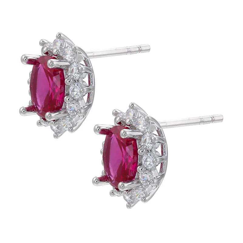 White Gold Color Rose Red Diamond Pair