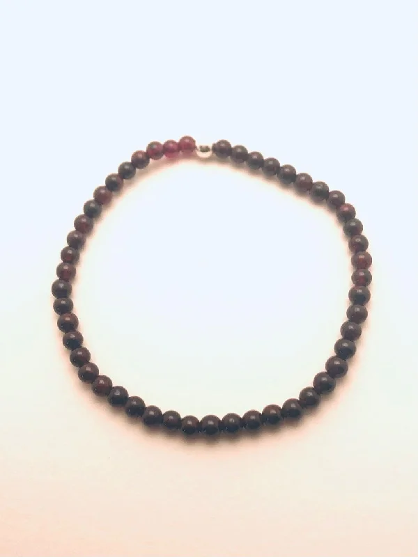 Custom Beaded Bracelet for Bridesmaids-Garnet smooth round Sterling Bead Bracelet