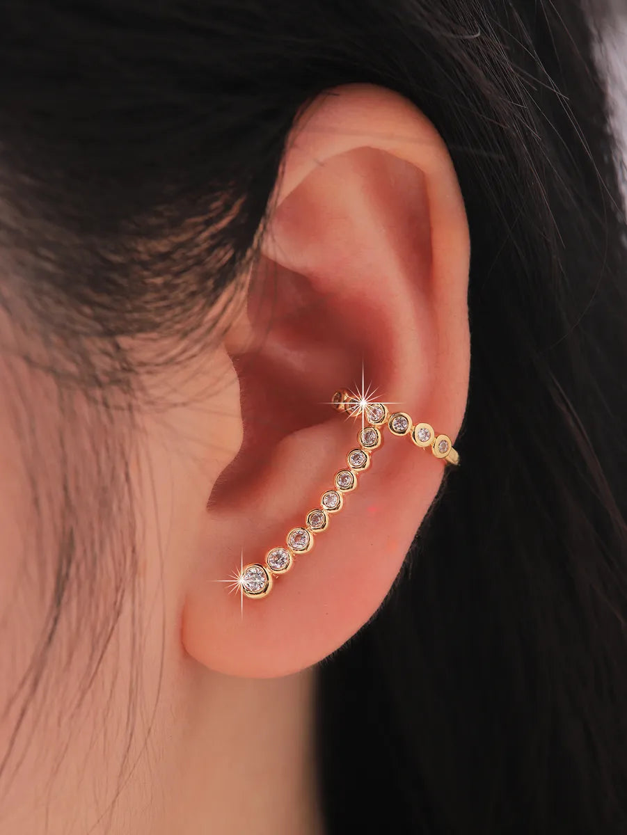 Sparkling Gold Earrings-1 Pair Ig Style Geometric Plating Inlay Brass Zircon 18k Gold Plated Ear Studs