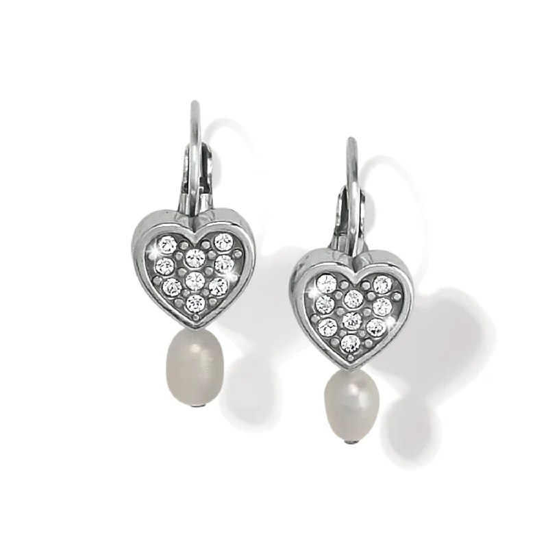 Stylish Hoop Earrings-Meridian Zenith Heart Pearl Leverback Earrings