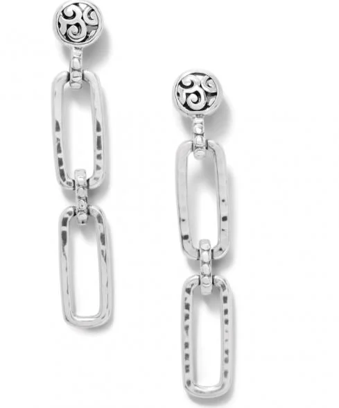 Silver Dangle Earrings-Mingle Links Post Drop Earrings