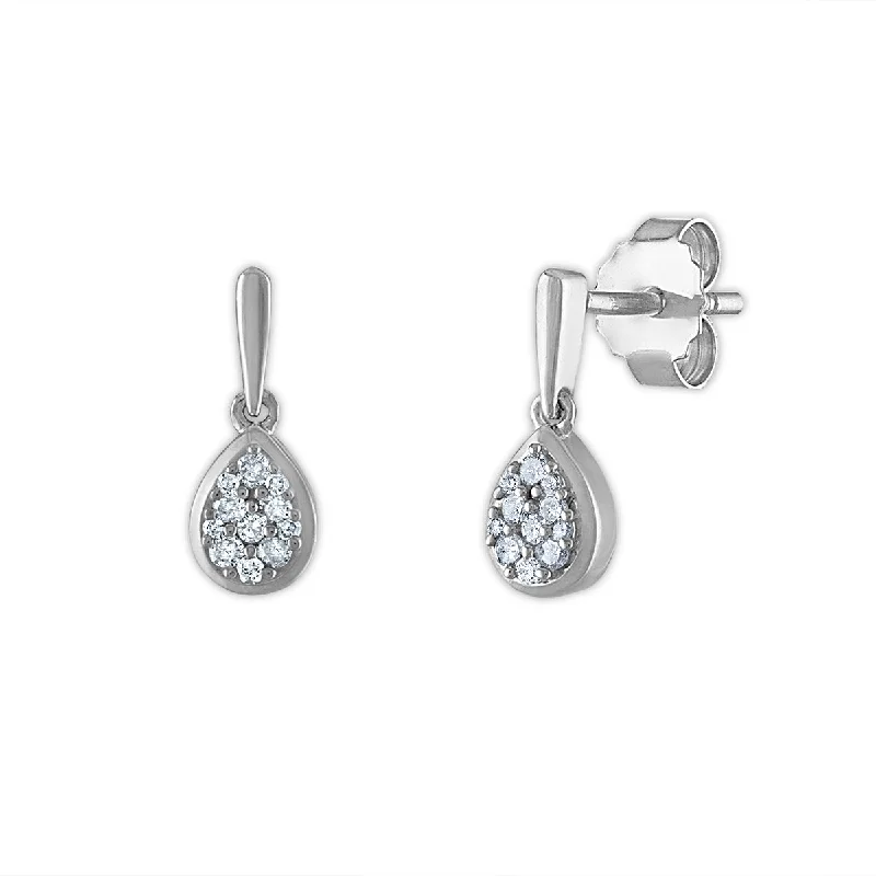 Retro Earrings for Women-1/6 CTW Diamond Drop & Dangle Earrings in Sterling Silver