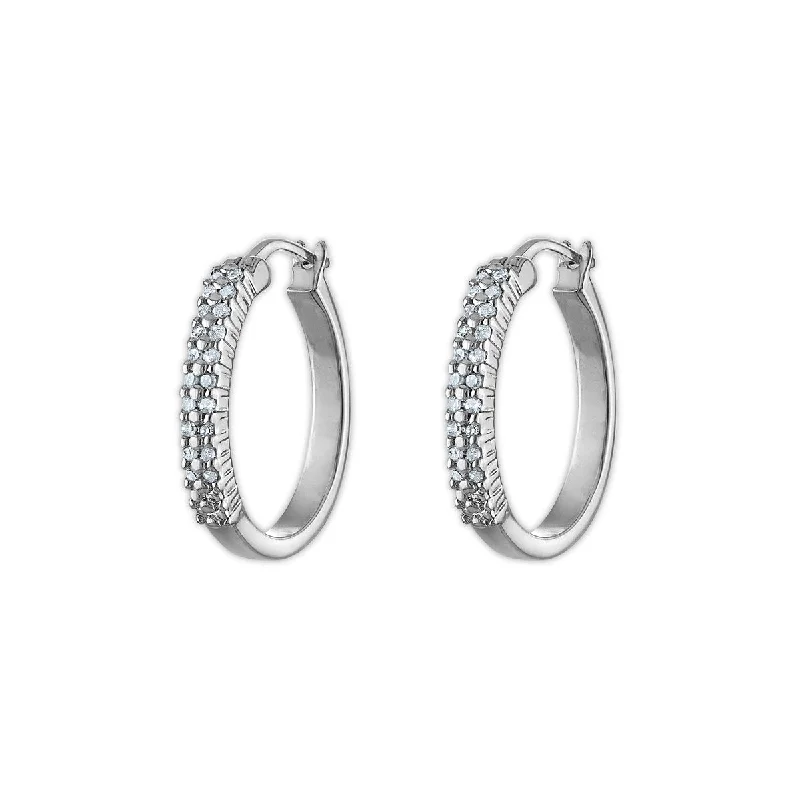 Colorful Earrings for Teens-1/5 CTW Diamond Hoop Earrings in Sterling Silver