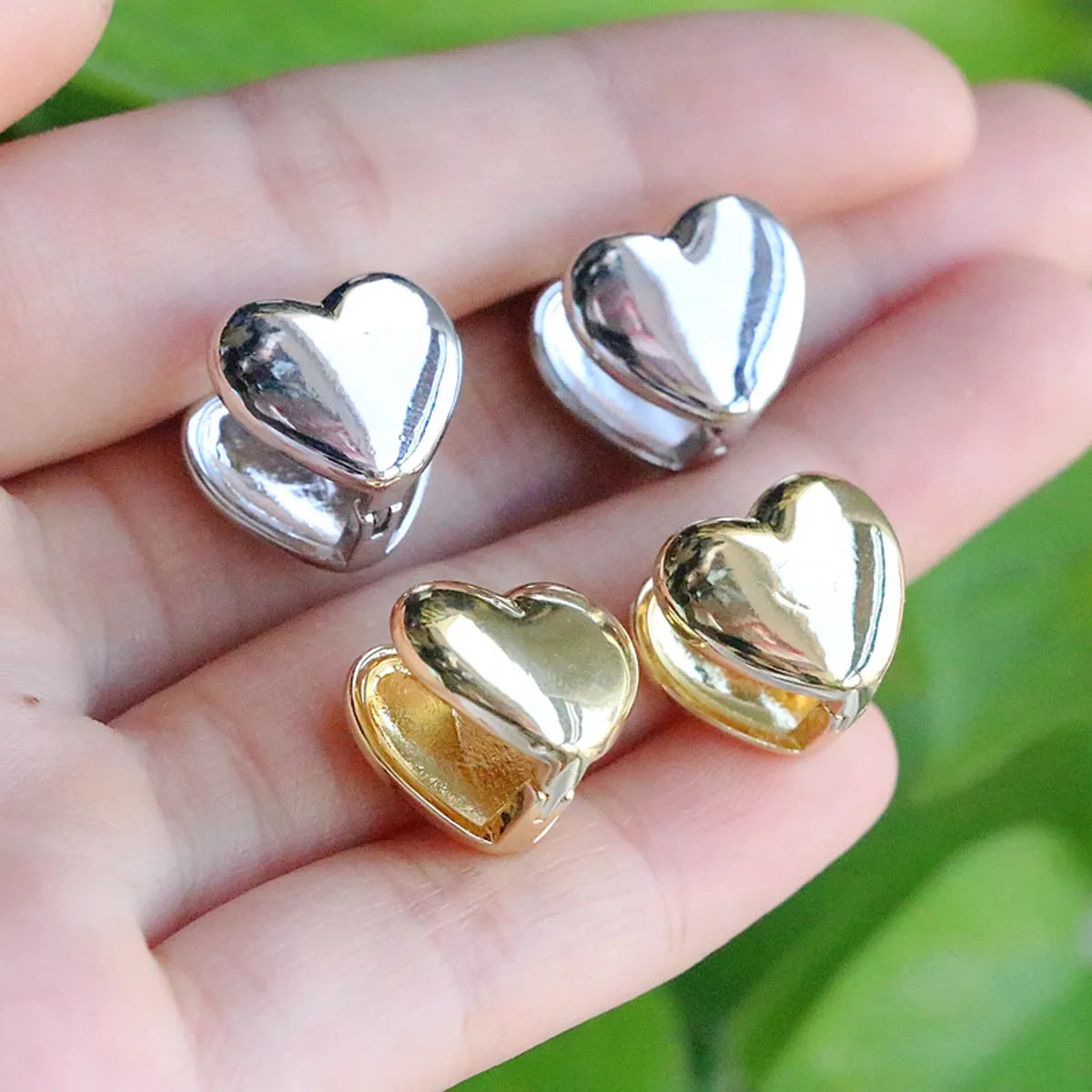 Silver Ring with Sapphire-1 Pair Vintage Style Simple Style Heart Shape Plating Copper Gold Plated Silver Plated Ear Cuffs