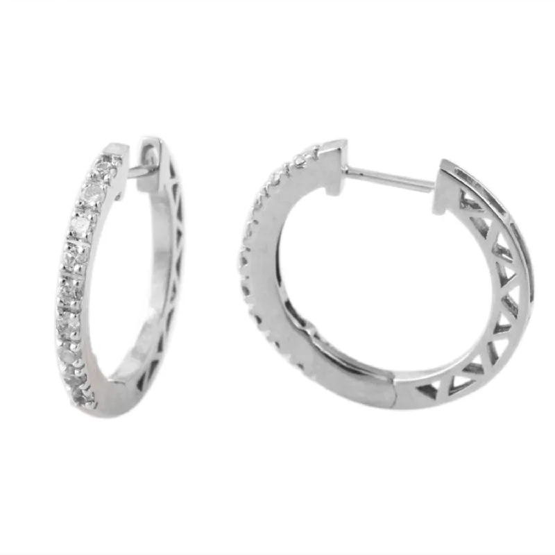 Sparkling Gold Earrings-1/4 CTW Diamond Hoop Earrings in 10KT White Gold