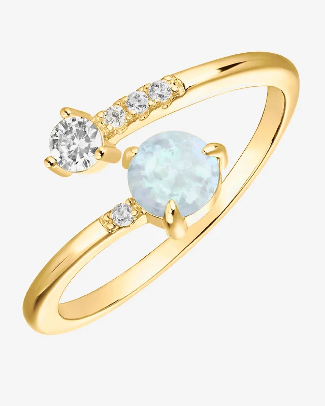 Gemstone Wedding Band-Vermeil Luna Ring