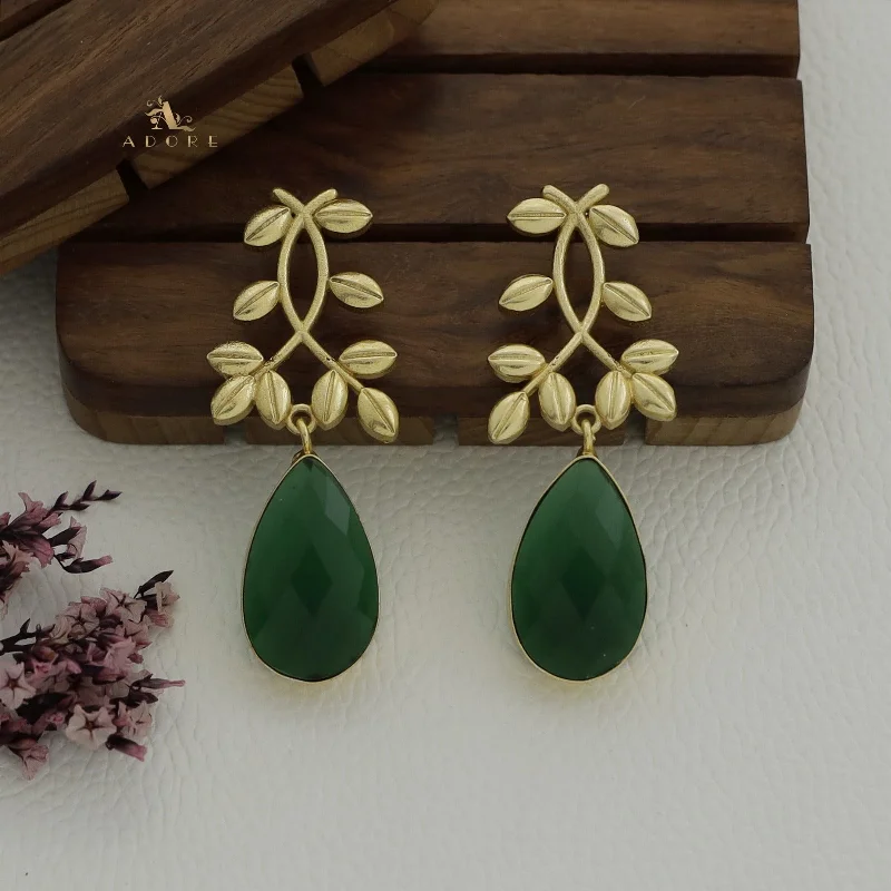 Dazzling Drop Earrings-Alyssa Flower Leaf Earrings