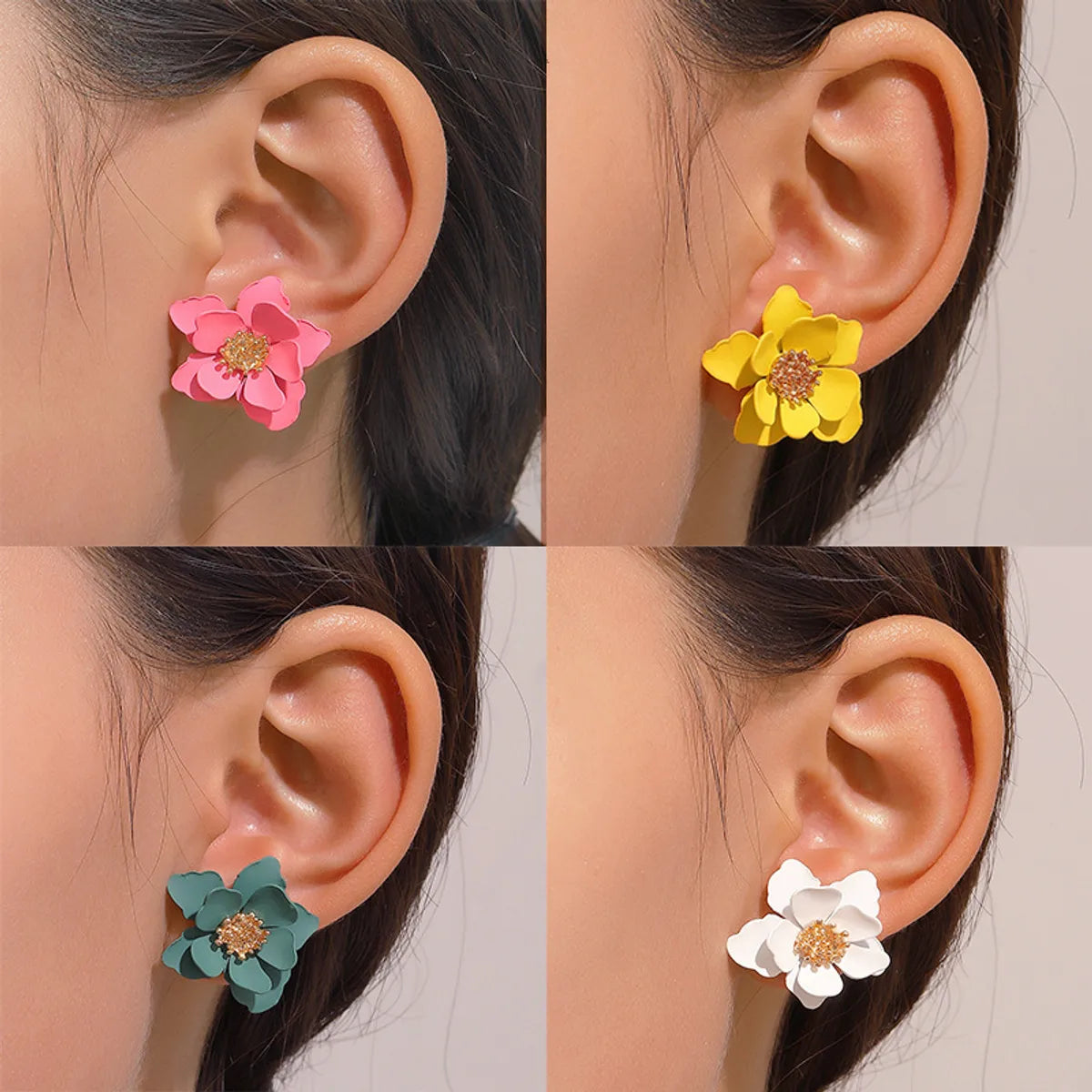 Luxury Bridal Earrings-1 Pair Sweet Flower Arylic Ear Studs