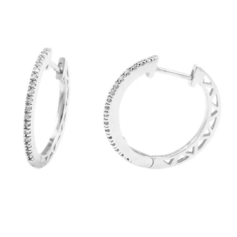 Silver Dangle Earrings-1/10 CTW Diamond Hoop Earrings in 10KT White Gold