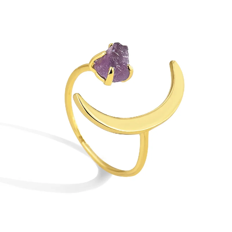 Golden Moon Purple Natural Stone Ring