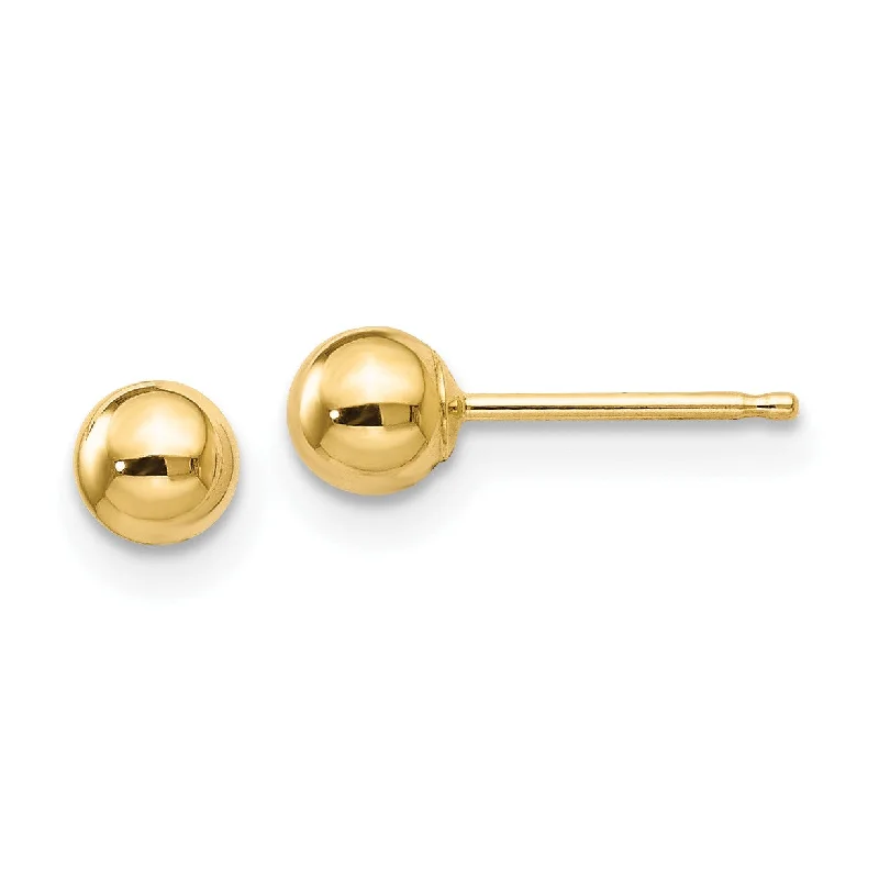 White Gold Earrings-14KT Yellow Gold 4MM Ball Stud Earrings