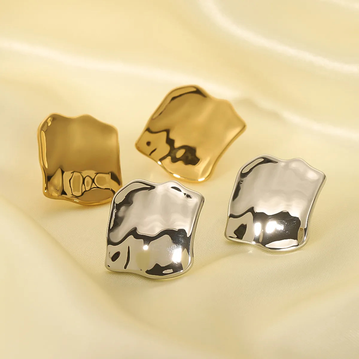 Unique Gold Earrings-1 Pair Ig Style Vintage Style Simple Style Irregular Solid Color Plating Stainless Steel 18k Gold Plated White Gold Plated Gold Plated Ear Studs