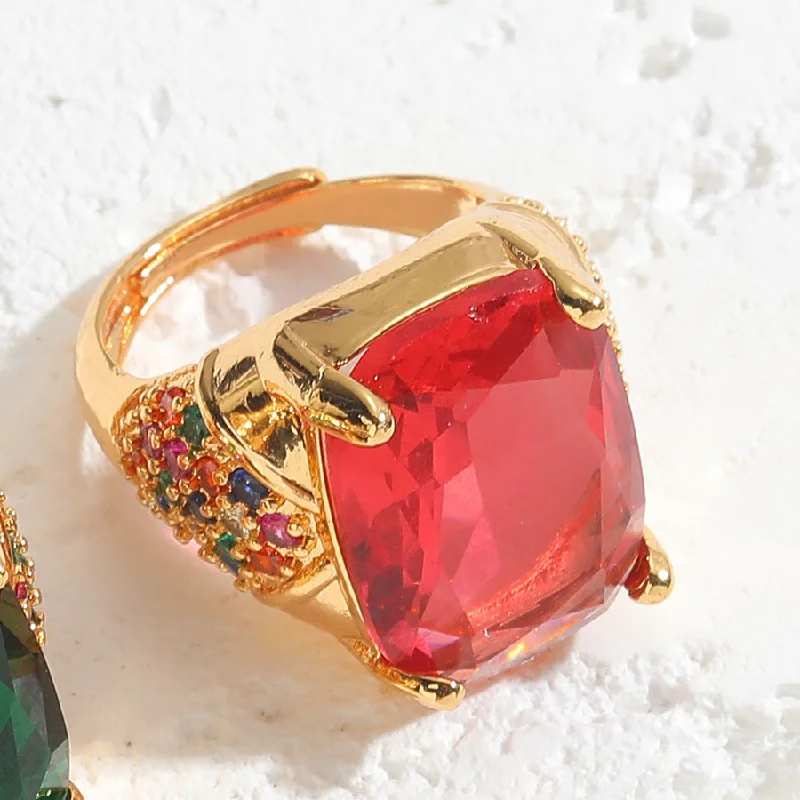 Rectangular Red Corundum Ring