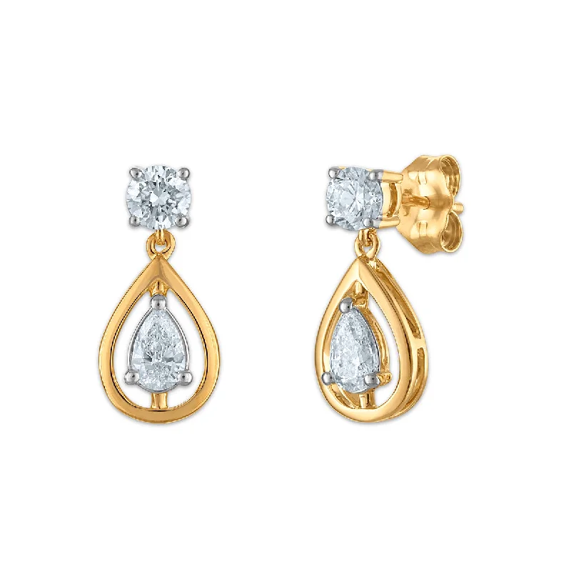 Cute Animal Earrings-EcoLove 3/4 CTW Lab Grown Diamond Drop & Dangle Earrings in 10KT Yellow Gold