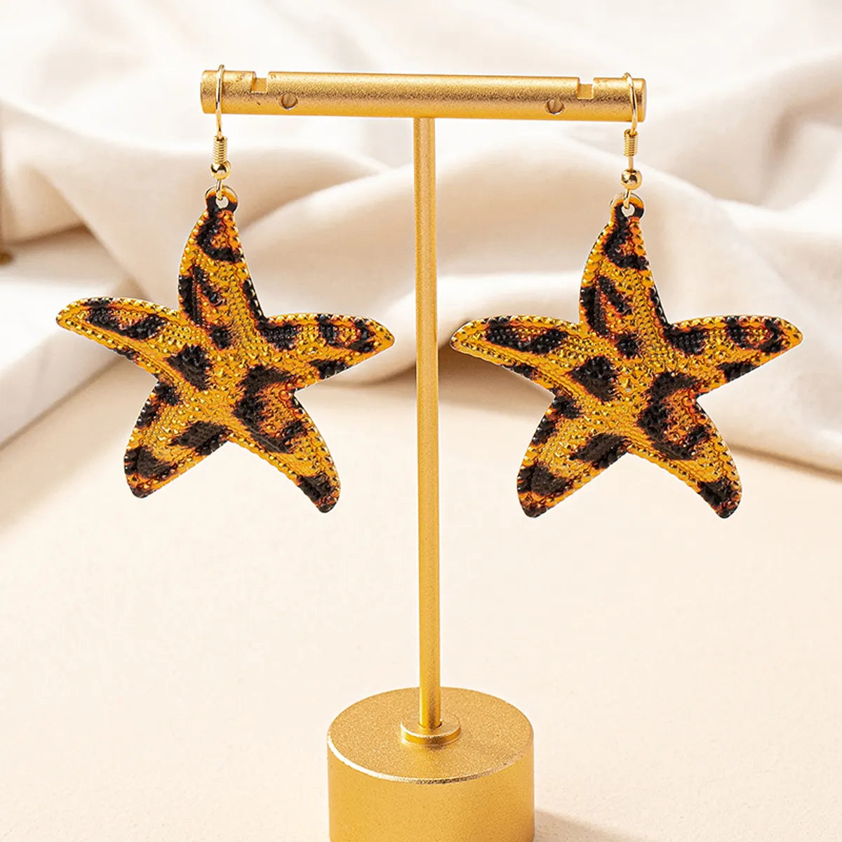 Wedding Earrings with Silver-1 Pair Retro Starfish Leopard Plating Alloy Ear Studs