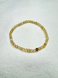 Sparkling Tennis Bracelet-Yellow Agate Faceted Bracelet with Gold Bead