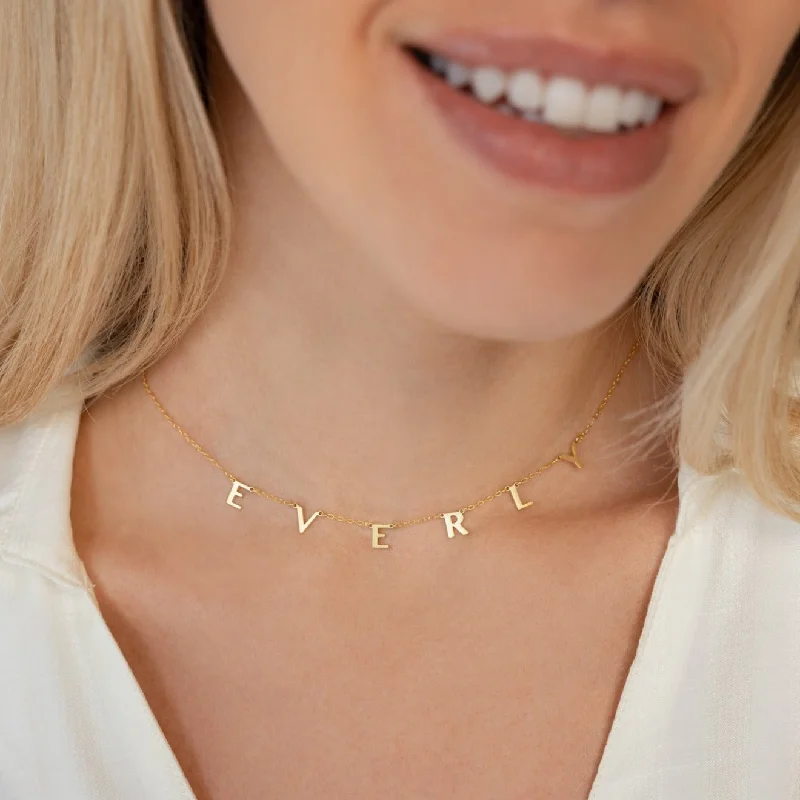 Simple Crystal Necklace-Apollo Letter Name Necklace