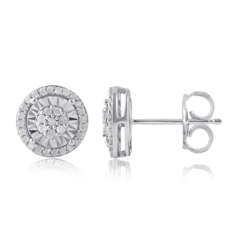 Wedding Earrings with Diamonds-Sterling Silver 1/4 CTW Diamond Stud Earrings