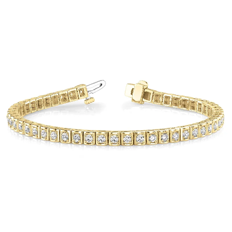 Personalized Beaded Wedding Bracelet-2.0 ctw Round Diamond Tennis Bracelet Four Prong Set Square Shape