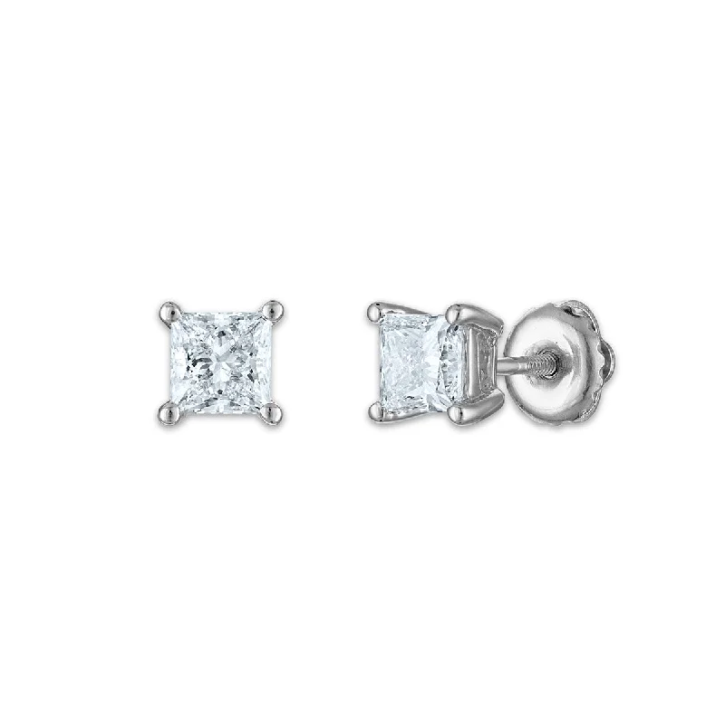 Trendy Earrings for Girls-EcoLove 1 CTW Lab Grown Diamond Stud Earrings in 10KT White Gold