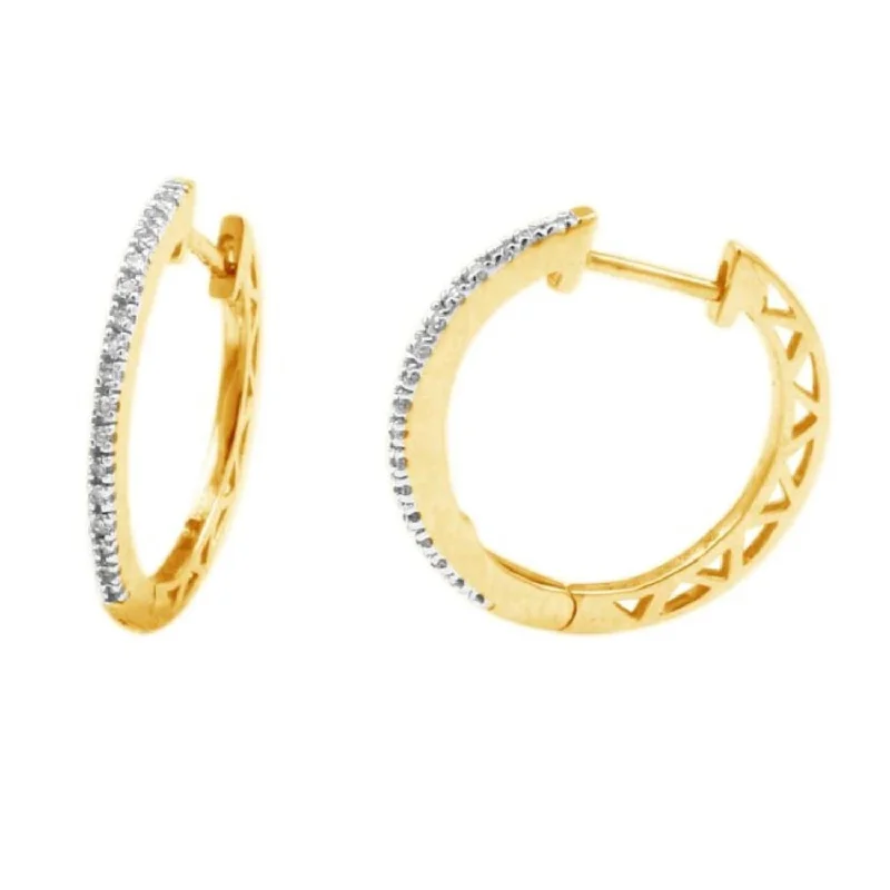 Pink Gemstone Earrings-1/10 CTW Diamond Hoop Earrings in 10KT Yellow Gold