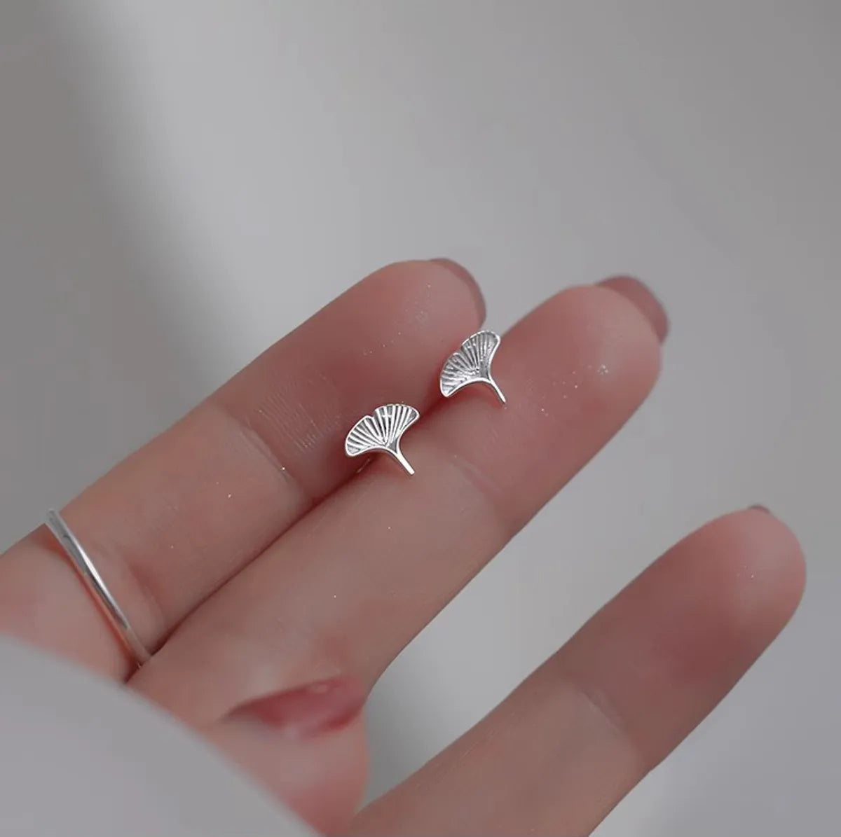 Wedding Earrings with Silver-1 Pair Simple Style Commute Ginkgo Leaf Copper Ear Studs