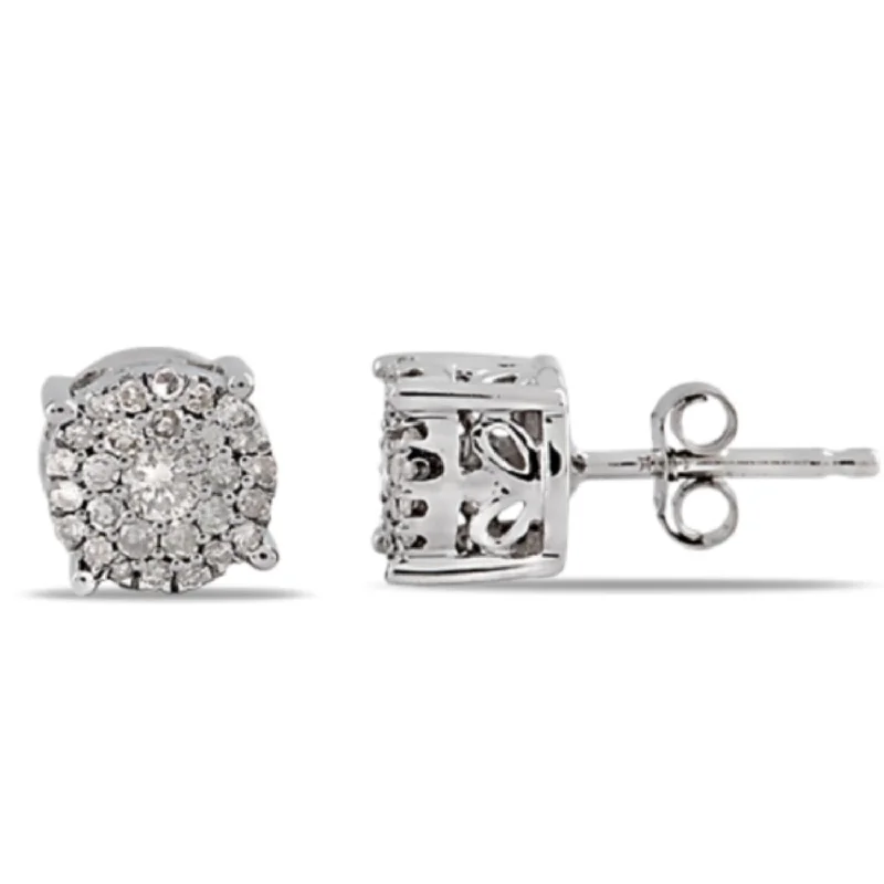 Unique Design Earrings-1/3 CTW Diamond Cluster Stud Earrings in 10KT White Gold