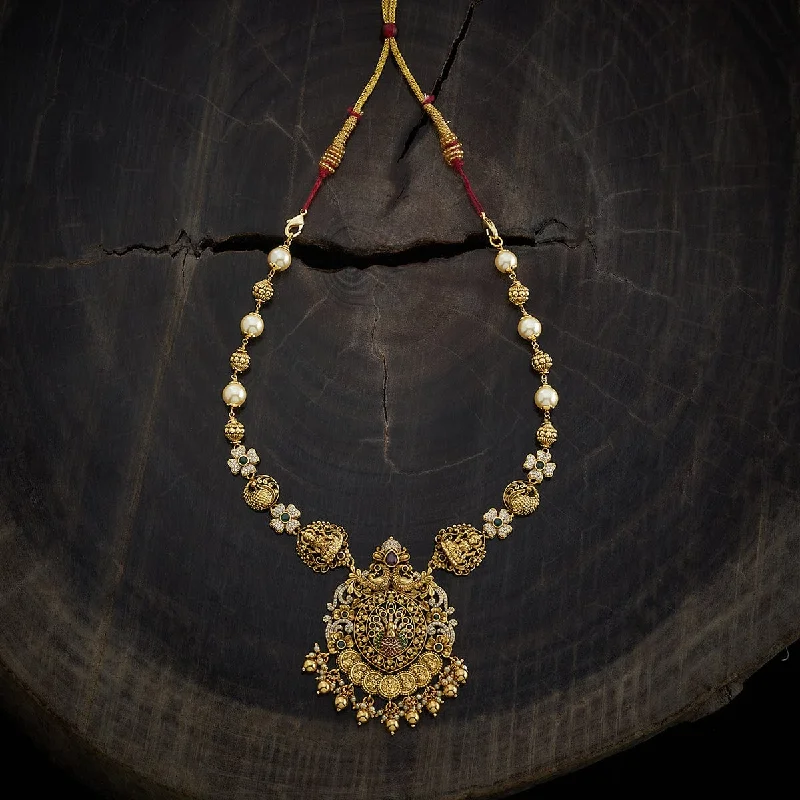 Elegant Gold Necklace for Weddings-Silver Temple Necklace 170497