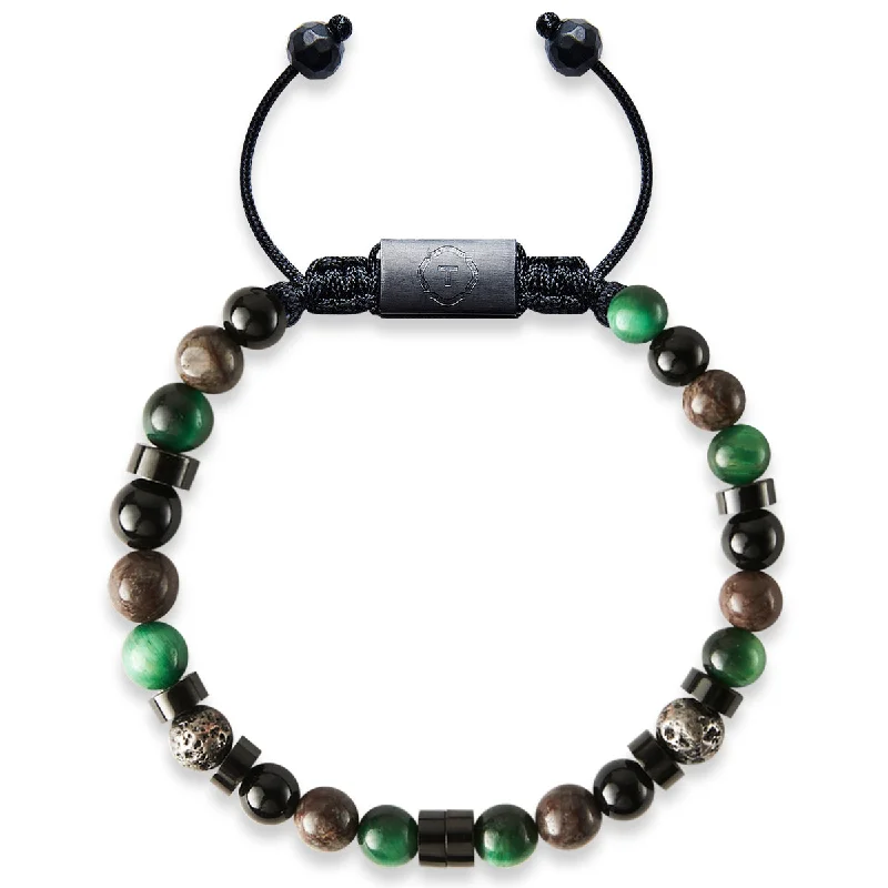 Adjustable Charm Bracelet for Bridesmaids-Onyx, Jasper & Green Tiger Eye