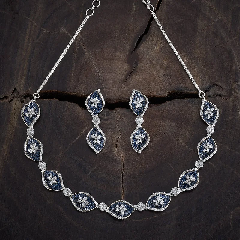 Silver Necklace with Crystal-Zircon Necklace 169360