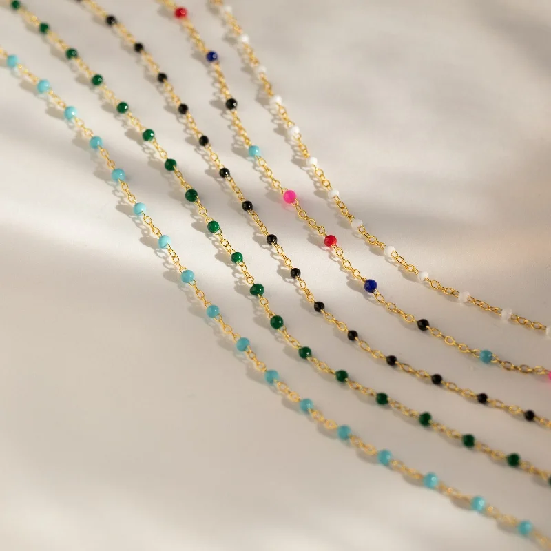 Customizable Heart Necklace-Beaded Station Necklaces