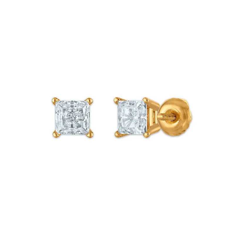 Pearl Drop Earrings-EcoLove 1 CTW Lab Grown Diamond Stud Earrings in 10KT Yellow Gold