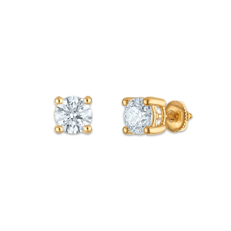 Stunning Wedding Earrings-EcoLove 3 CTW Lab Grown Diamond Stud Earrings in 10KT Yellow Gold