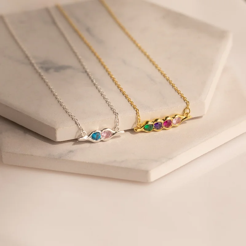 Custom Necklace for Bridesmaids-Horizontal Pod Birthstone Necklace