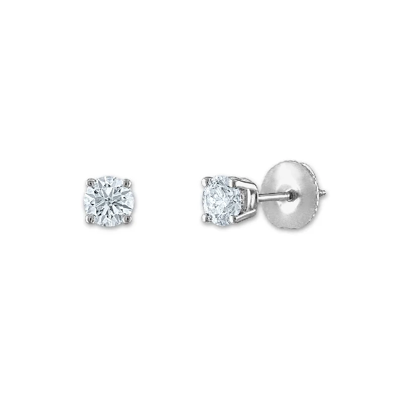 Custom Earrings for Bridesmaids-Signature Certificate EcoLove 1/2 CTW Round Lab Grown Diamond Solitaire Stud Earrings in 14KT White Gold