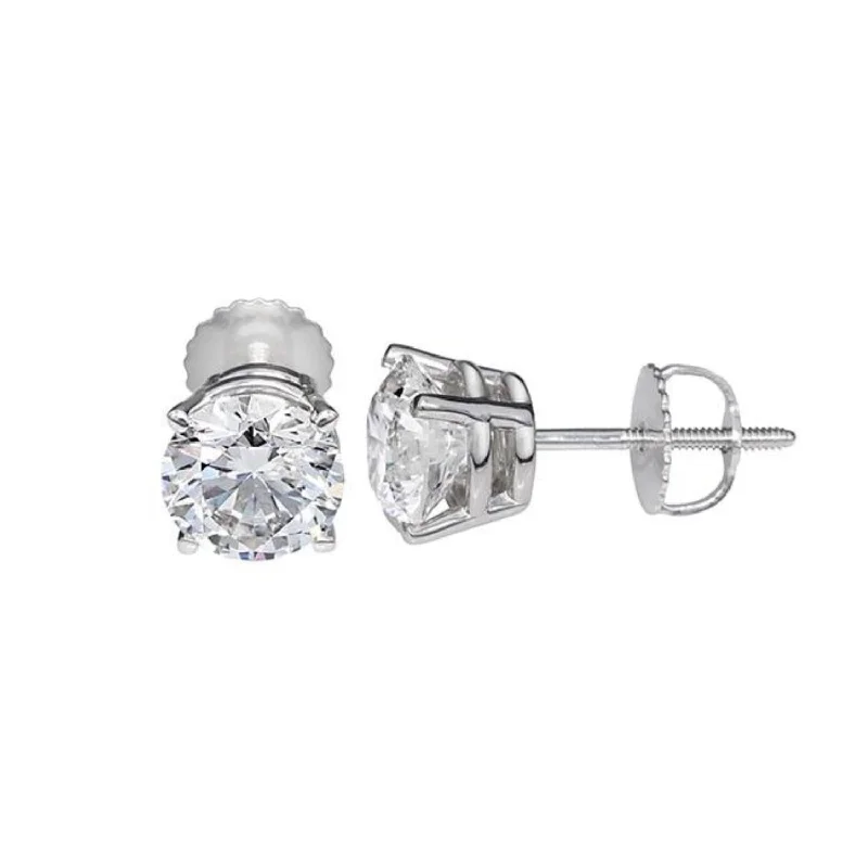 Artistic Dangle Earrings-Signature Certificate EcoLove 1-1/2 CTW Round Lab Grown Diamond Solitaire Stud Earrings in 14KT White Gold