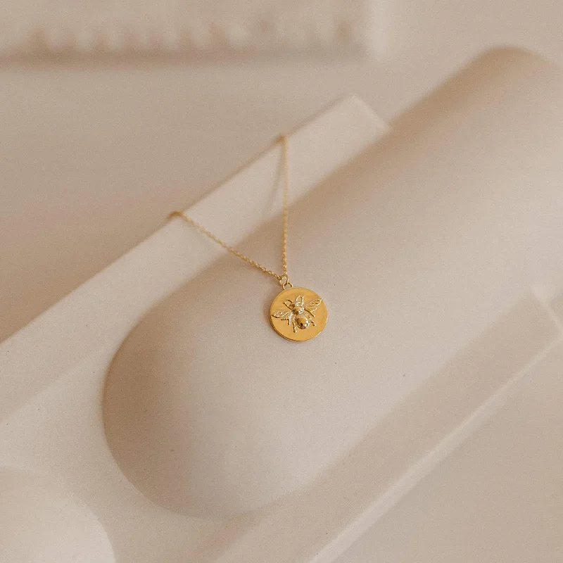 Delicate Chain Necklace-Bee Coin Necklace