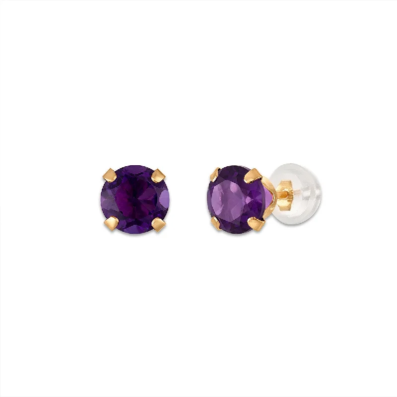 Beaded Dangle Earrings-Amethyst Birthstone Stud Earrings in 10KT Gold