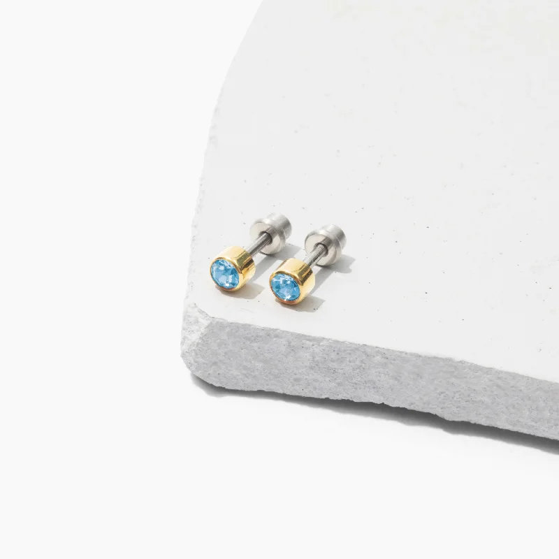 Modern Silver Earrings-Siella Screw Back Stud Earrings