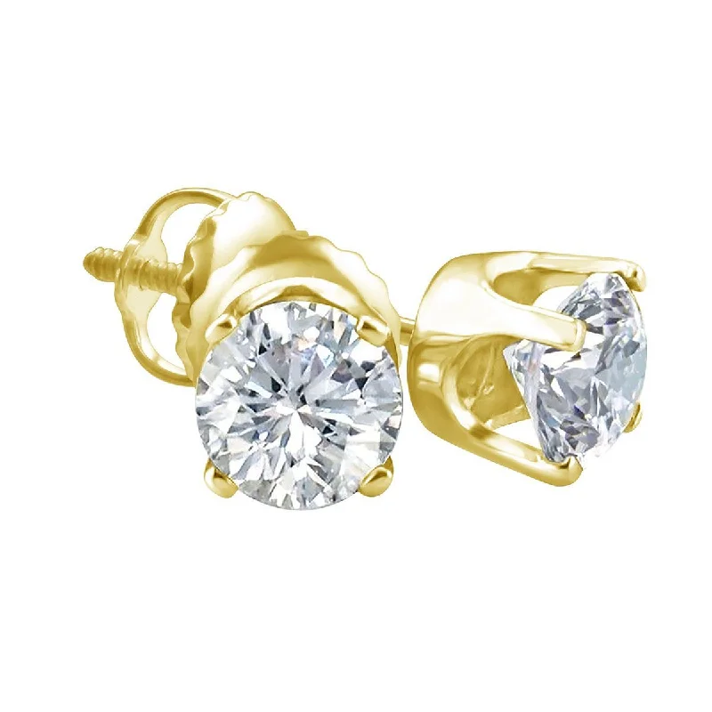 Simple Hoop Earrings-Royale 1/2 CTW Diamond Solitaire Stud Earrings in 14KT Yellow Gold