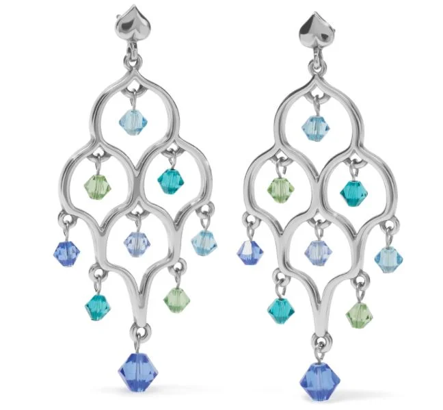 Bridal Earrings with Diamonds-Prism Lights Glisten Post Drop Earrings