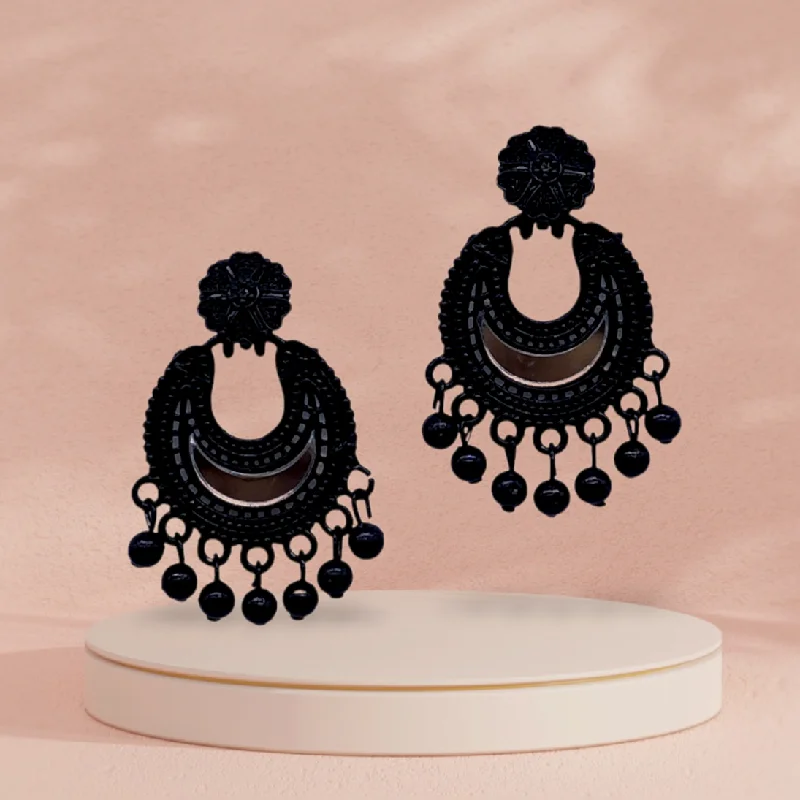 Small Dangle Earrings-Black Chandbali  Earrings with Glass work