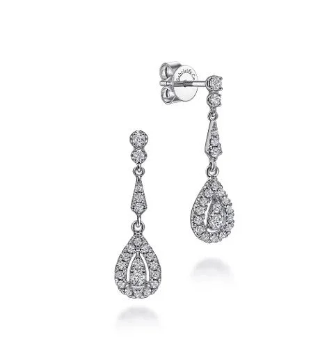 Artistic Earrings for Women-Vintage look- BRAND NEW 14K White Gold Diamond DROP Earrings