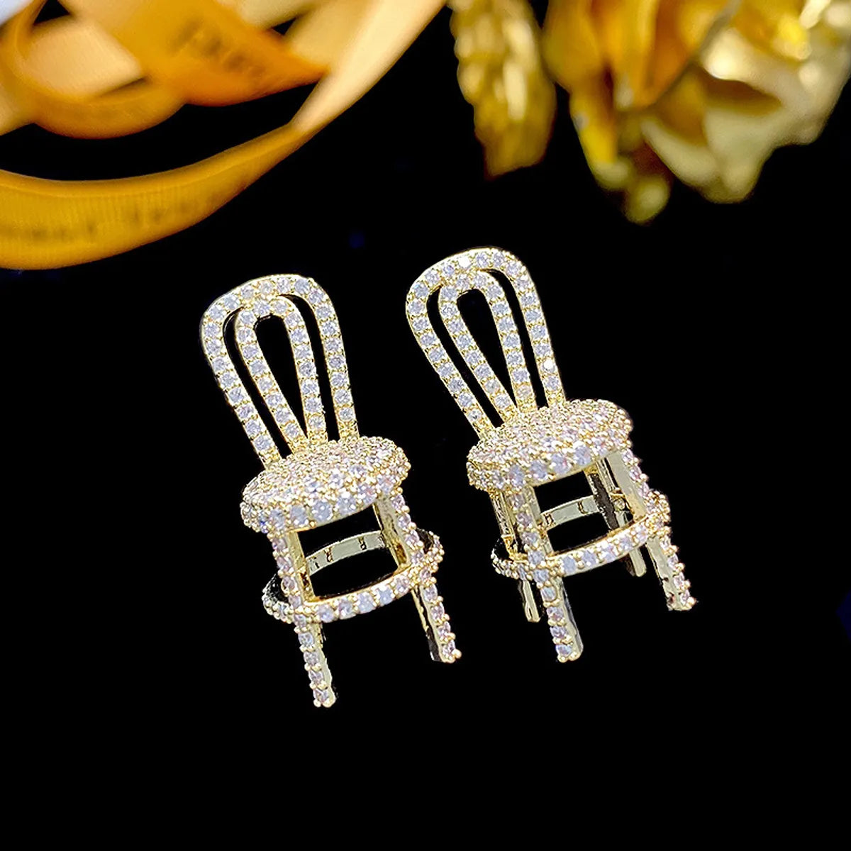 Wedding Earrings for Bride-1 Pair Modern Style Cartoon Inlay Copper Zircon Ear Studs